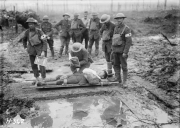 Rifle Brigade with wounded